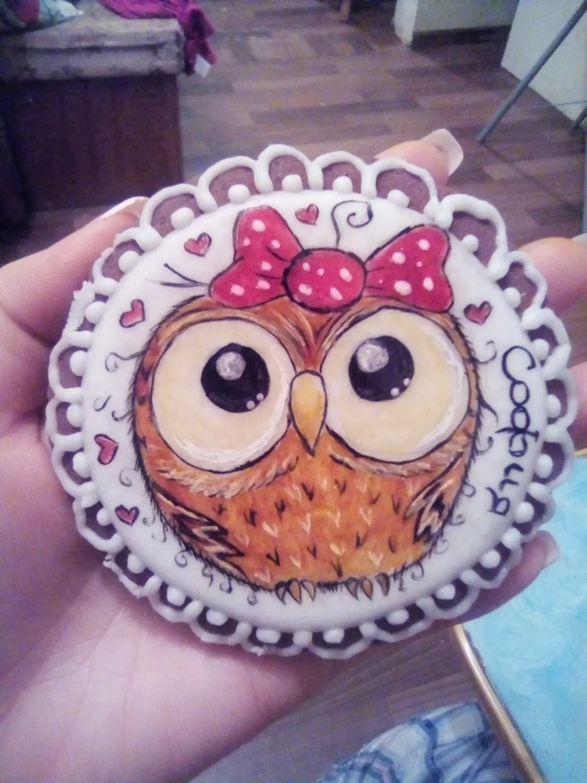 Hand-painted owl cookie
