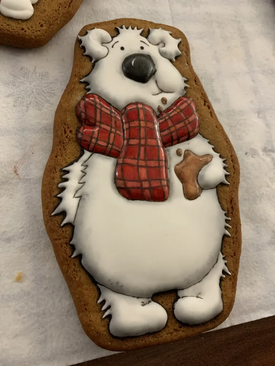 Hand-painted sleeping bear cookie