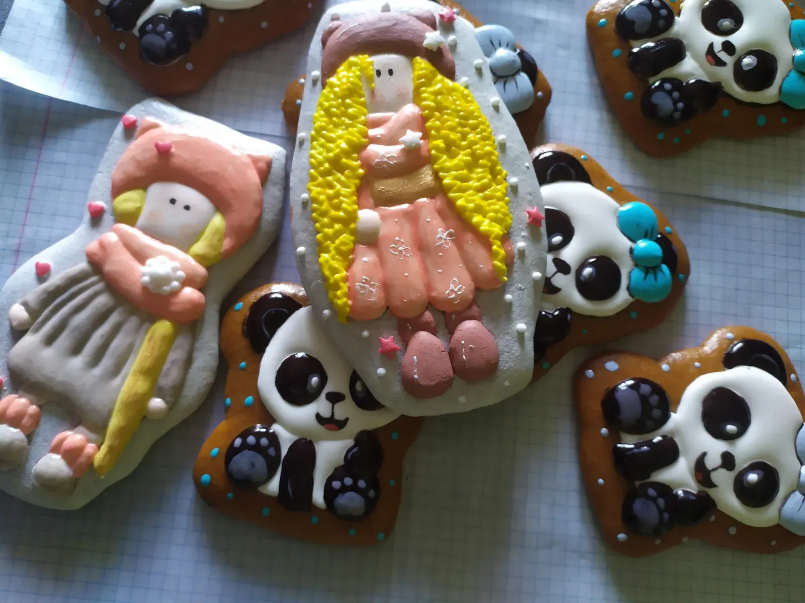 Hand-painted panda cookies
