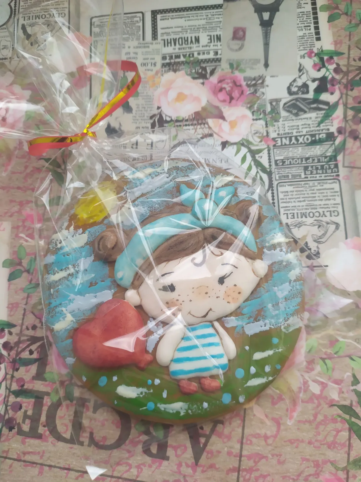 Hand-painted cookie with summer kid design